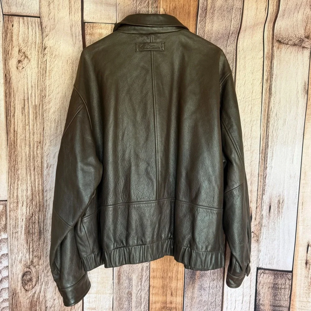 Eddie Bauer Leather Bomber Jacket Brown Heritage Classic Y2K Genuine Size XXL - Picture 2 of 9